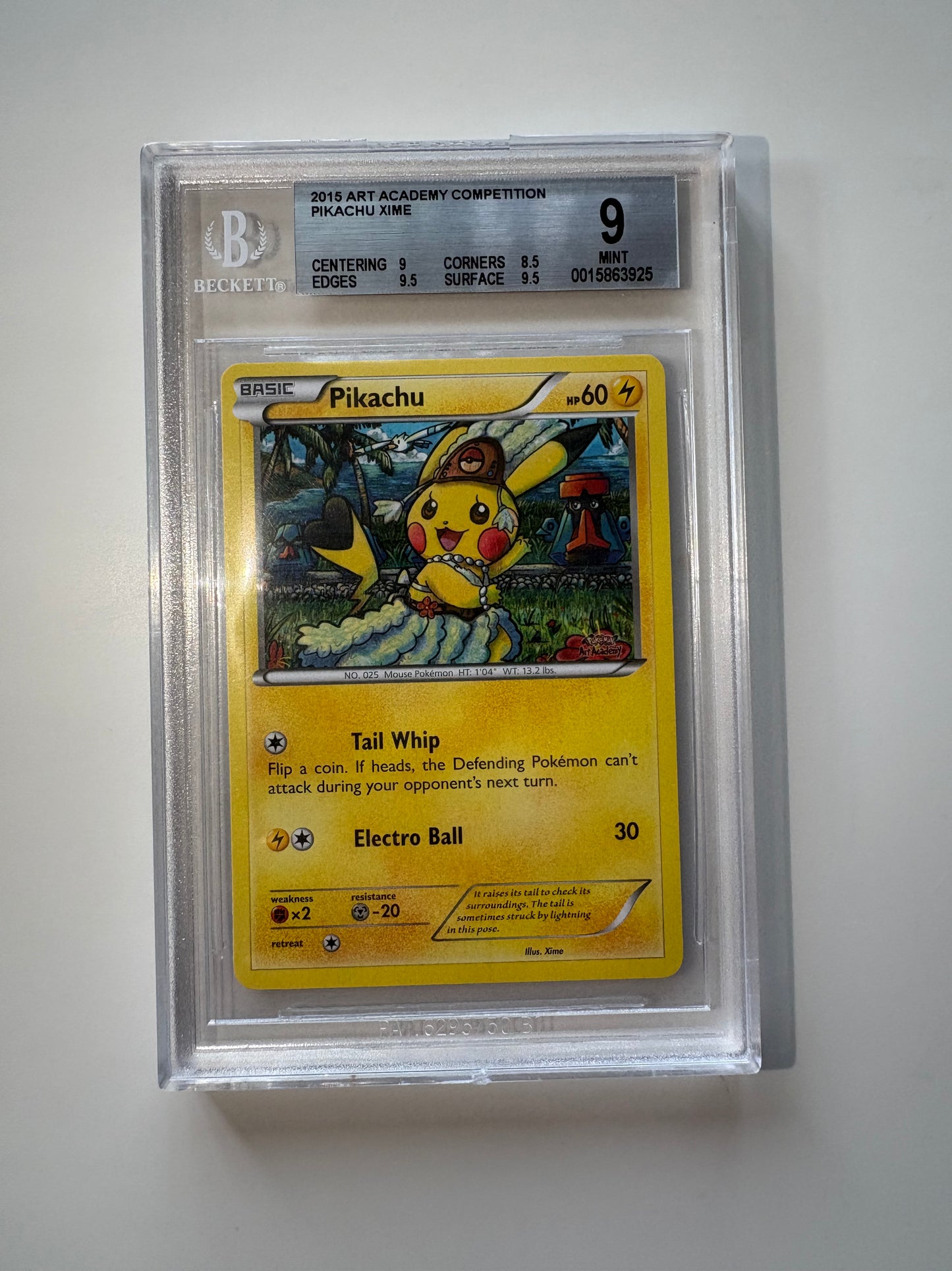 BGS 9 Pikachu Art Academy Competition XIME Pokemon Prize Card