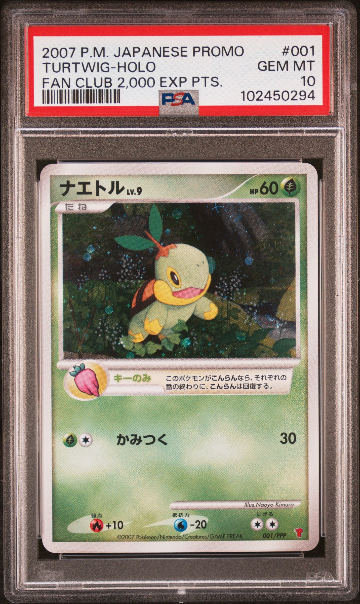 2007 PSA 10 Turtwig Holo Fan Club 001/PPP Play Promo Japanese Pokemon Card