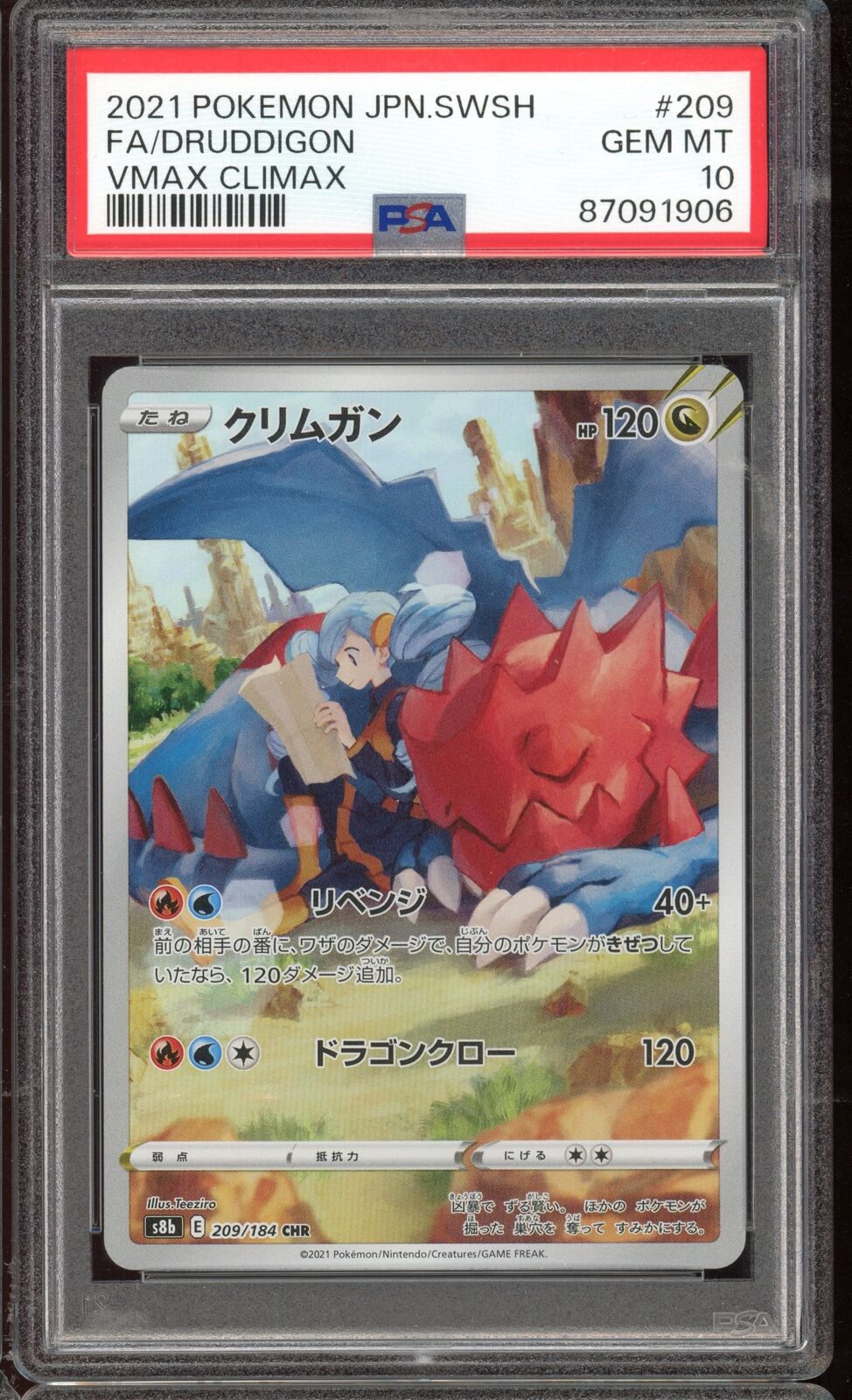 PSA 10 Druddigon CHR S8b Vmax Climax 209/184 Japanese Pokemon Card