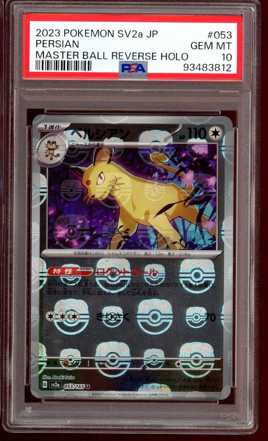 2023 PSA 10 Persian Masterball Reverse Holo 053/165 sv2a 151 Pokemon Card