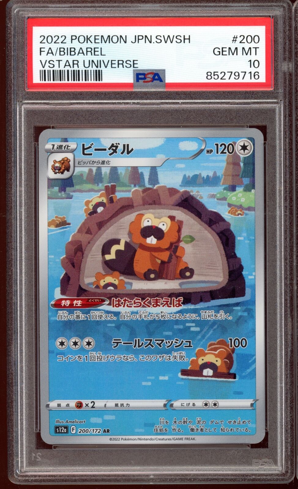 PSA 10 Bibarel AR s12 Vstar Universe 200/172 Japanese Pokemon Card