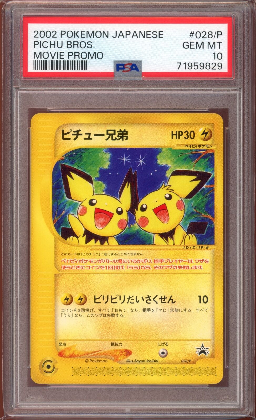 PSA 10 Pichu Bros. Japanese Promo 028/P Japanese Pokemon Card