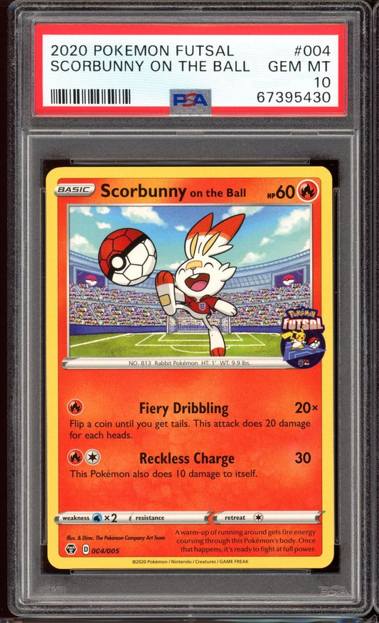 2020 PSA 10 Scorbunny On the Ball Promo Futsal 004/005 Pokemon Card