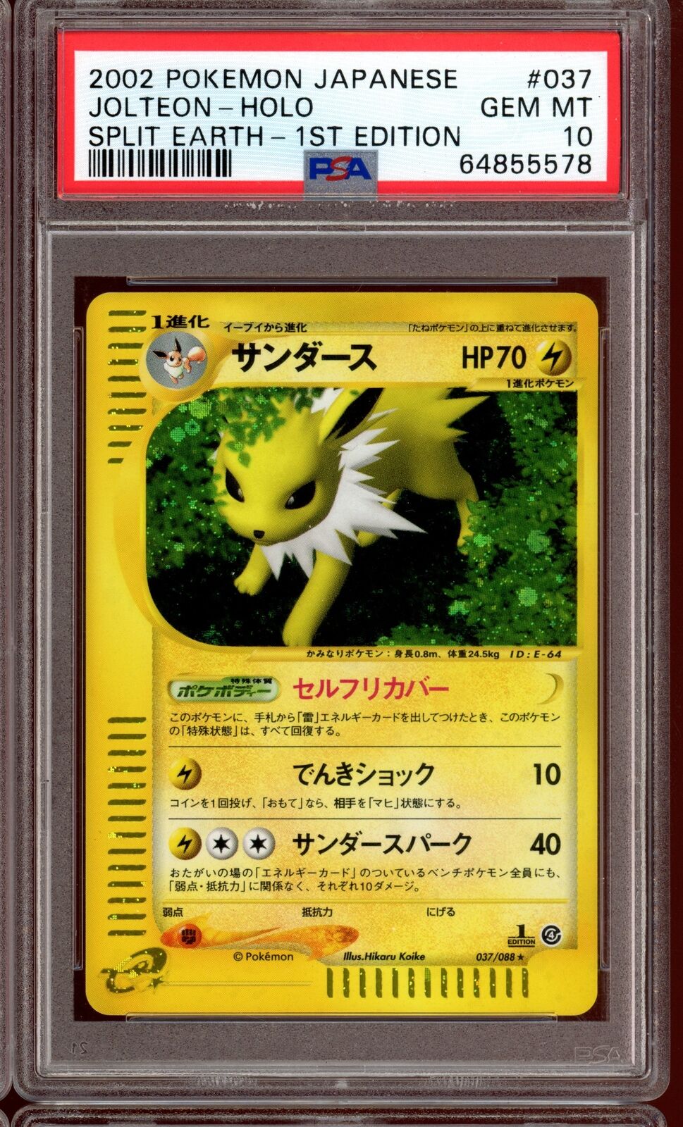 2022 PSA 10 Jolteon 1st Edition Holo 037/088 Split Earth Skyridge Pokemon Card