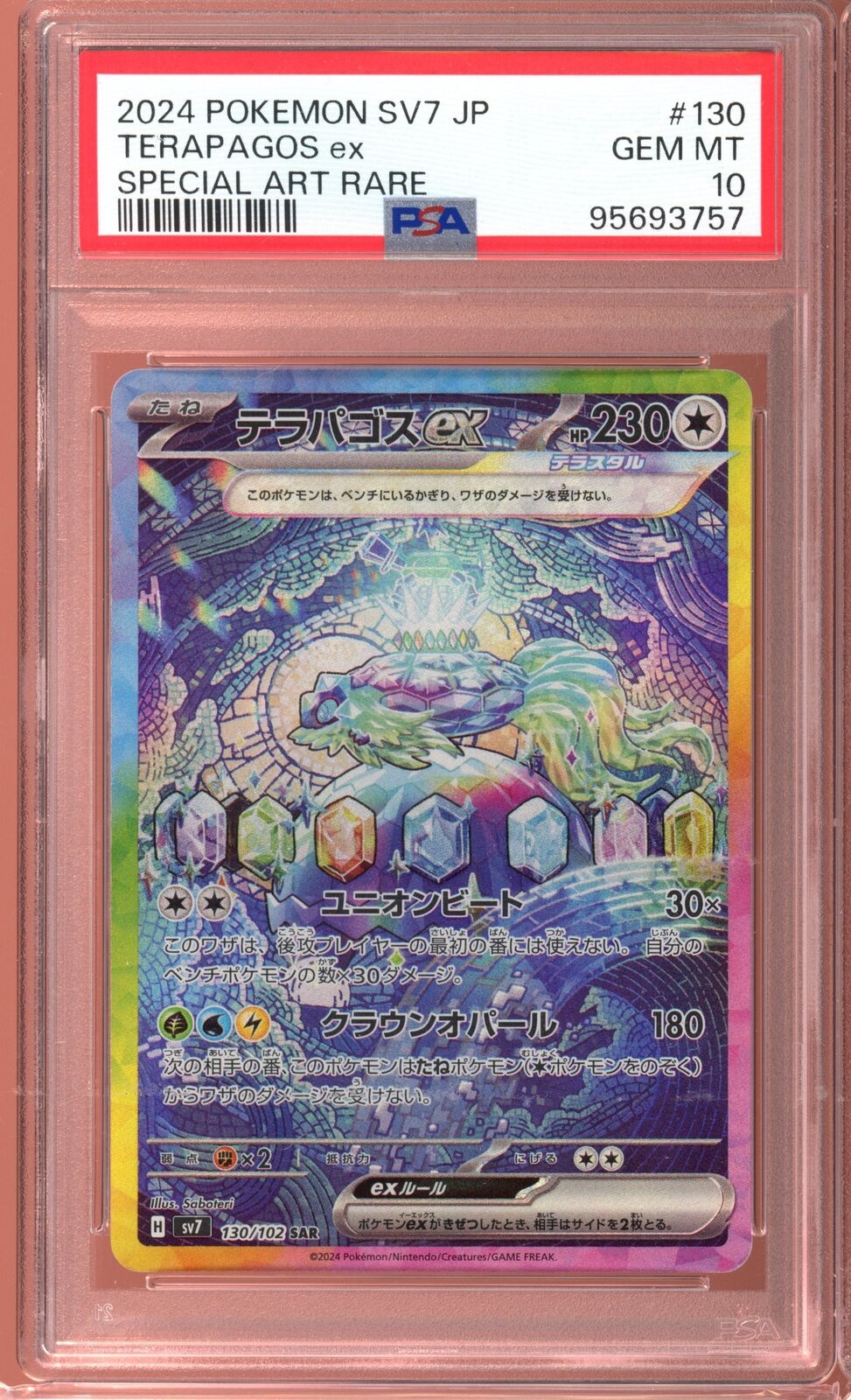 PSA 10 Terapagos SAR 130/102 sv7 Stellar Miracle Japanese Pokemon Card