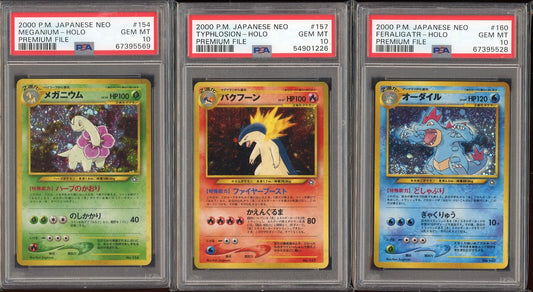 PSA 10 Typhlosion Meganium Feraligatr Holo Neo File Japanese Pokemon Card