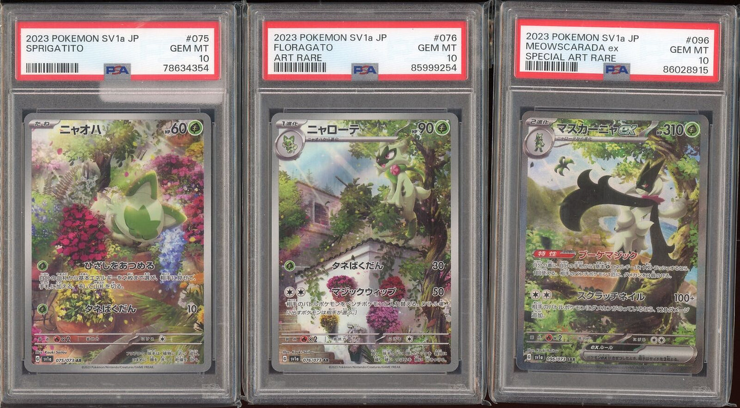 PSA 10 Sprigatito Floragato Meowscarada sv1a Triple Beat Japanese Pokemon Card