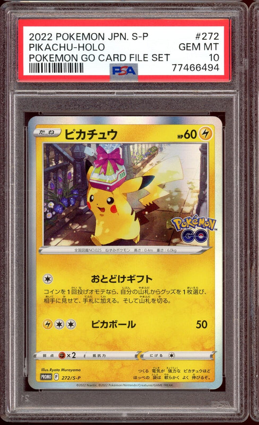 2022 PSA 10 Pikachu Holo 272/S-P Pokemon GO Card File Set Pokemon Card