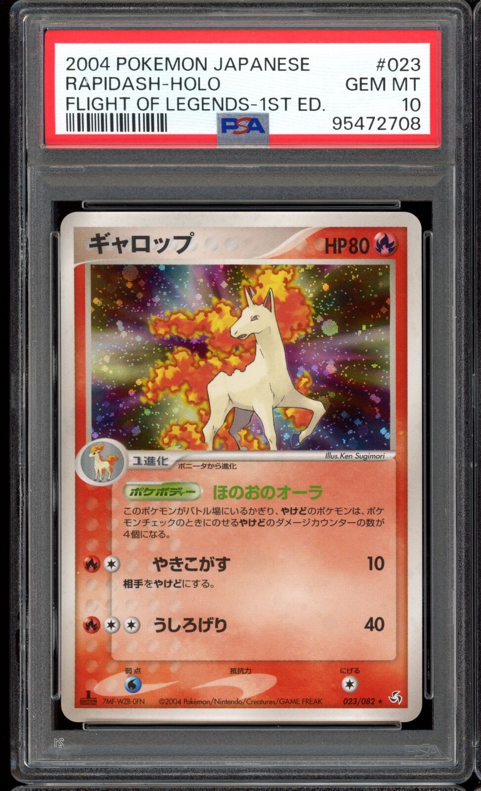 PSA 10 Rapidash Holo 1st Edition Flight of Legends 023/082 Pokemon Card