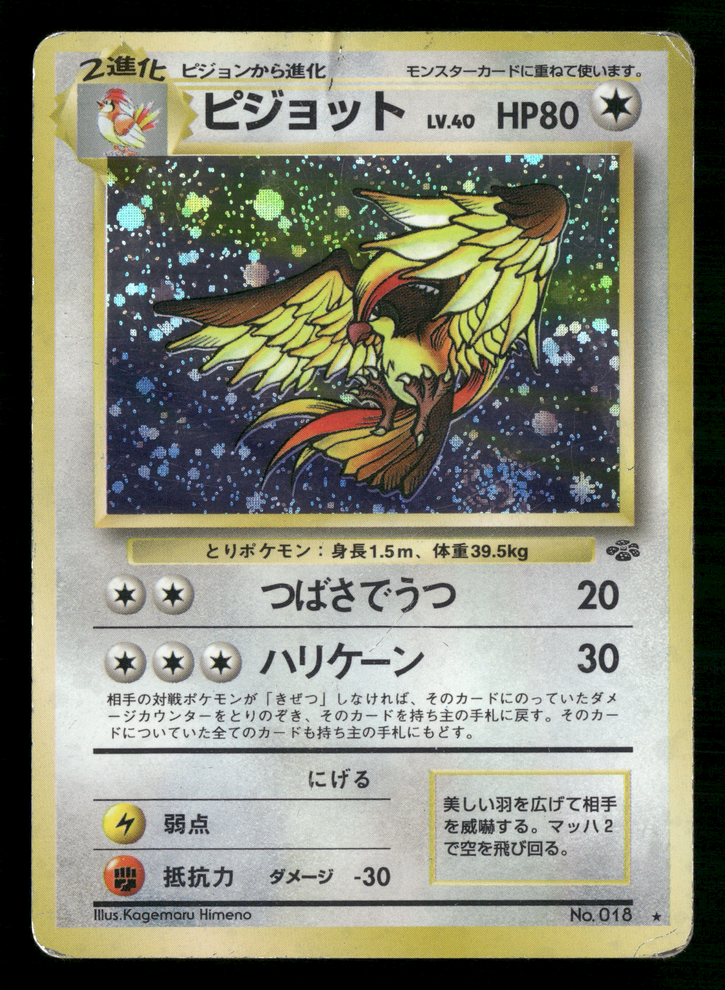 Pidgeot Holo No.018 Jungle Set Japanese Pokemon MP