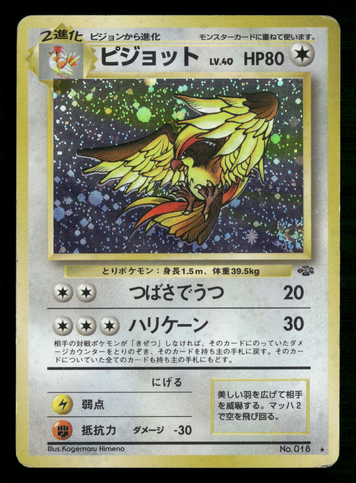 Pidgeot Holo No.018 Jungle Set Japanese Pokemon MP