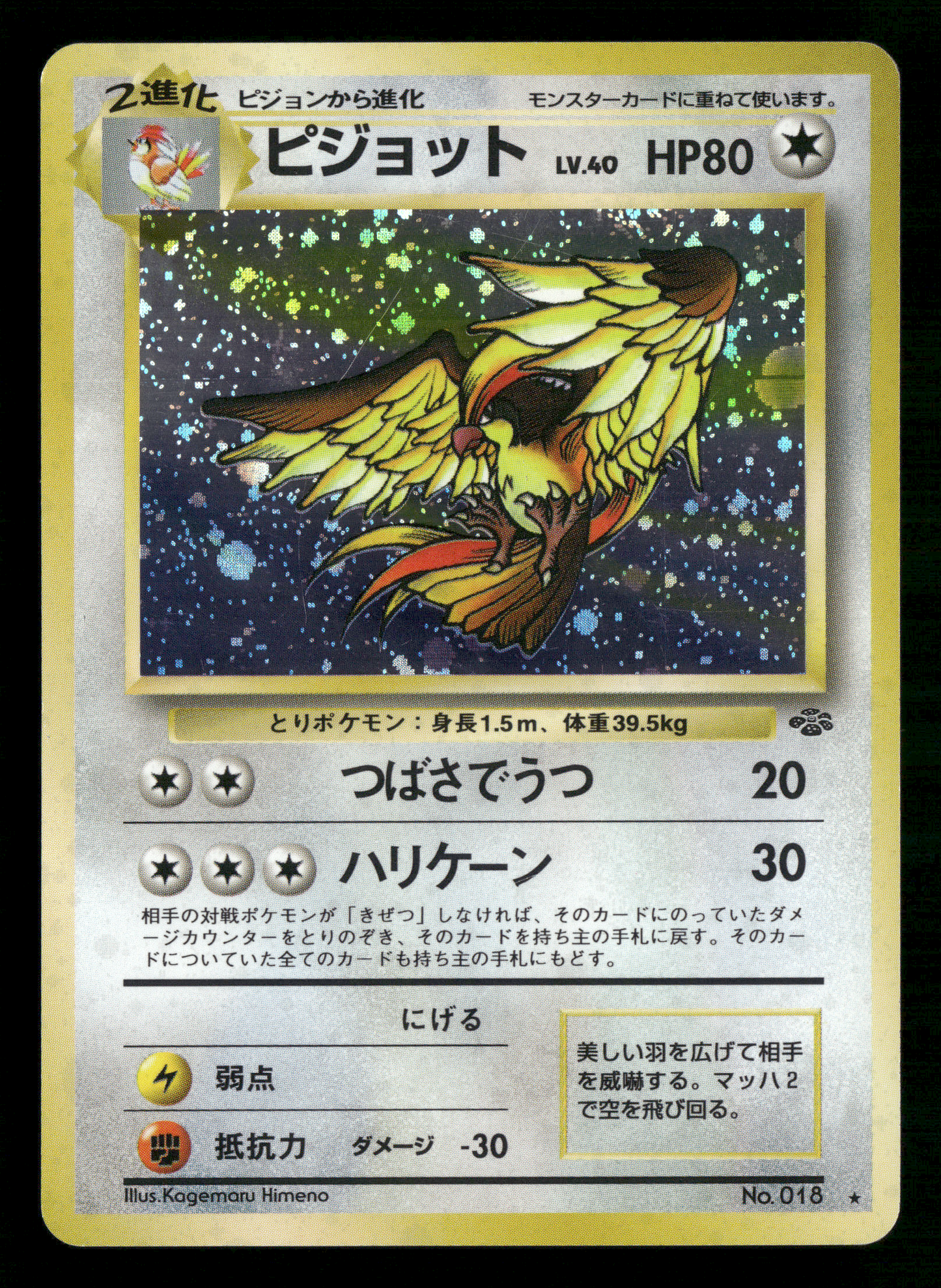 Pidgeot Holo No.018 Jungle Set Japanese Pokemon LP