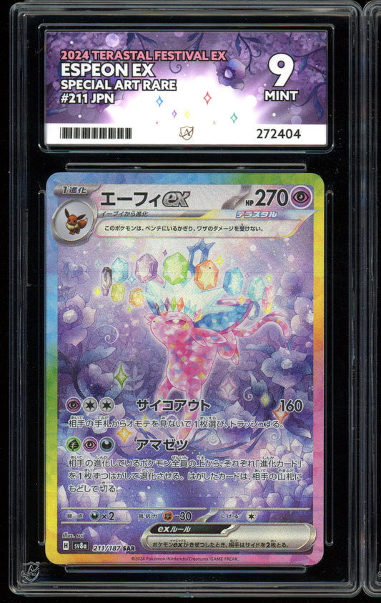 2024 ACE 9 Espeon SAR 211/187 S8A Terastal Festival Japanese Pokemon Card