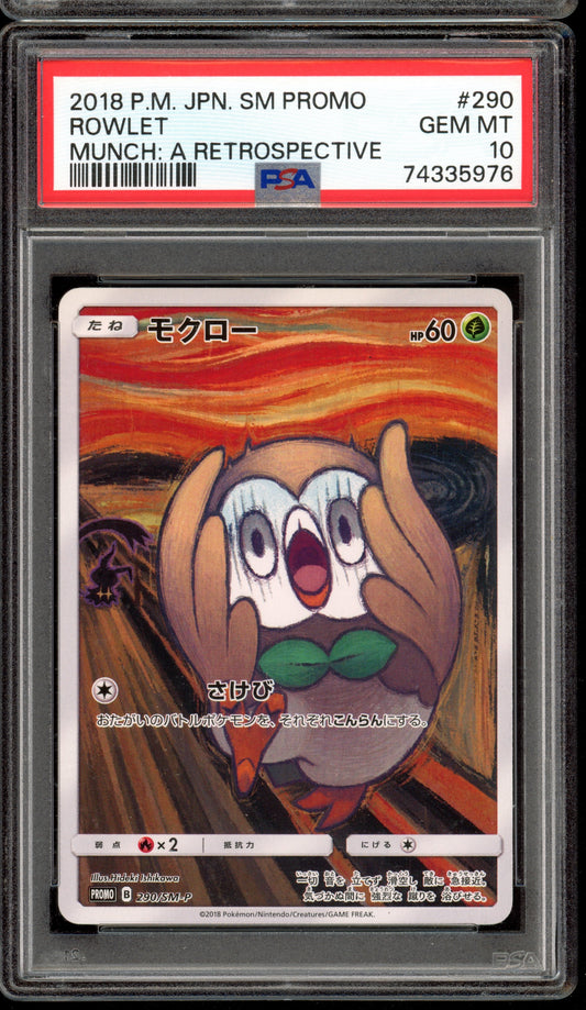2018 PSA 10 Rowlet 290/SM-P Munch: A Retrospective Scream Japanese Pokemon Card